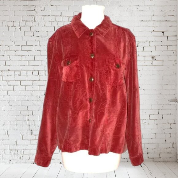 Coldwater Creek Embroidered Velvety Soft Shacket - Picture 1 of 5